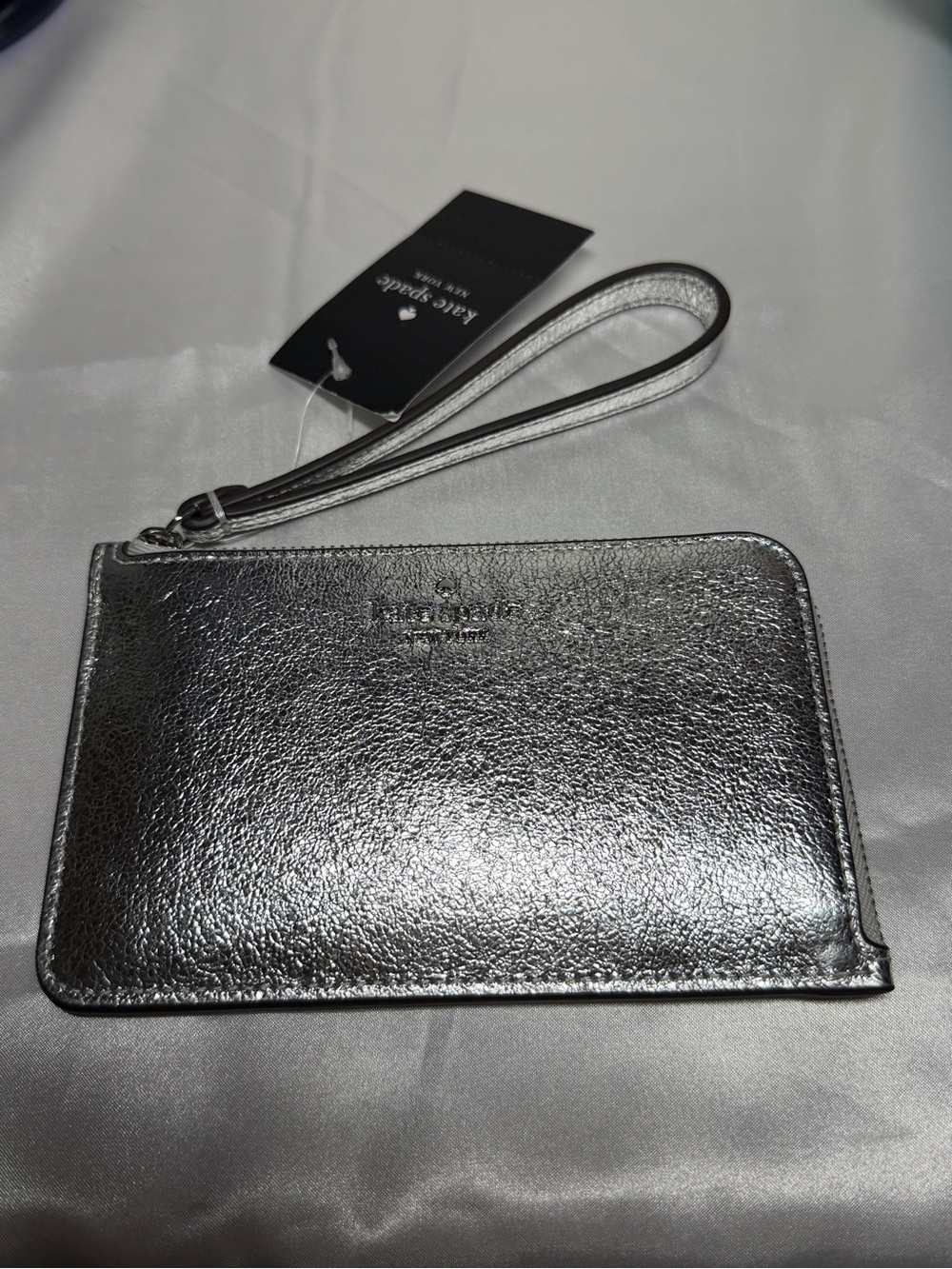 Kate Spade Metallic Silver Wristlet NWT